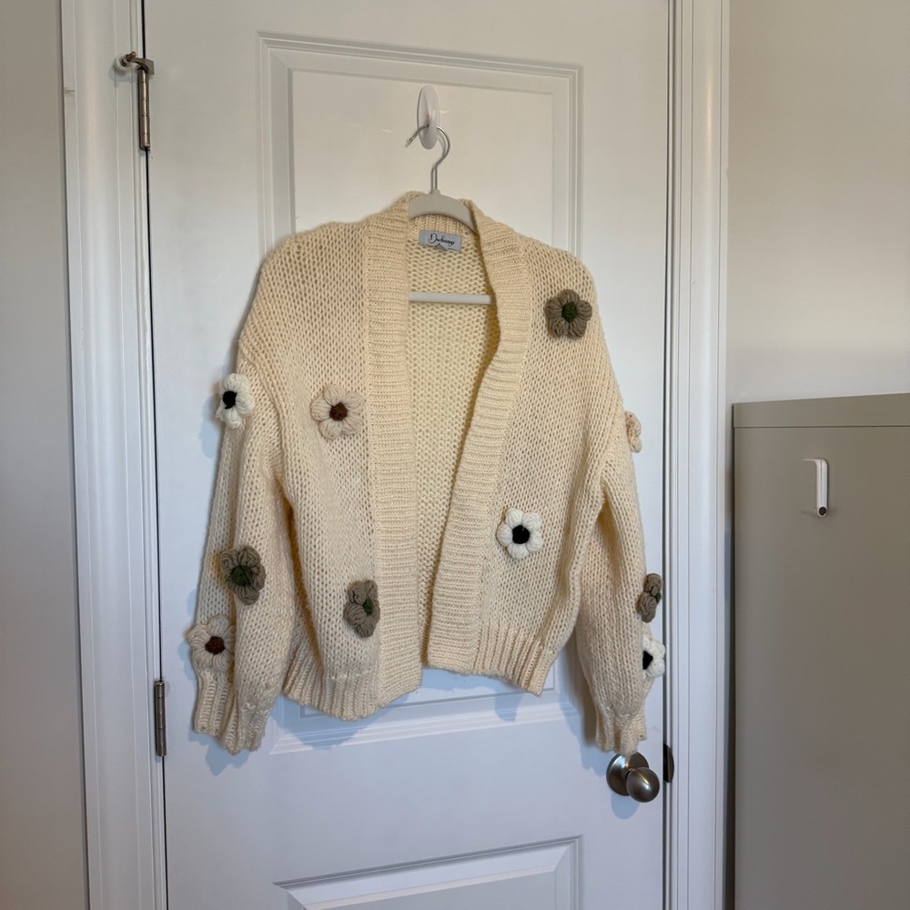 Anthropologie Duchamp The Susannah 3D Flower Cardigan Sweater - Picture 4 of 8